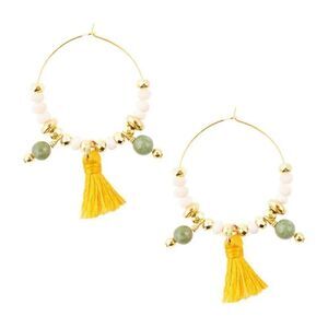 NWT Barse Genuine Stones Pomelo Tassel Hoop Earrings #BJER8
